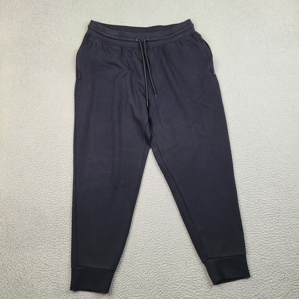 Jockey Sport Black Joggers Womens XL Rayon Blend Tapered Sweatpants Zip Pockets